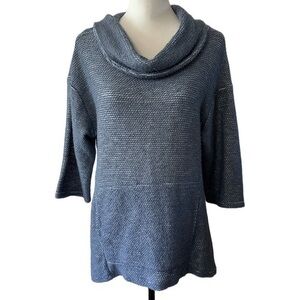 Robert Louis Heather‎ Blue Cowl Neck Top Sz M